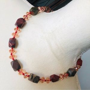Handcrafted chunky genuine stone glass crystal necklace